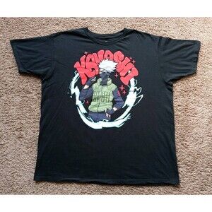 Naruto T-Shirt Men's 2XL Kakashi Graphic Print Black Short Sleeve